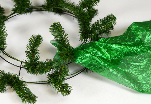 Step 1 of St. Patrick's Day wreath tutorial