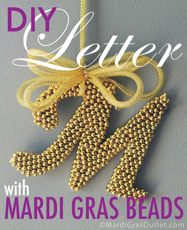 diy monogram letter mardi gras bead craft ideas