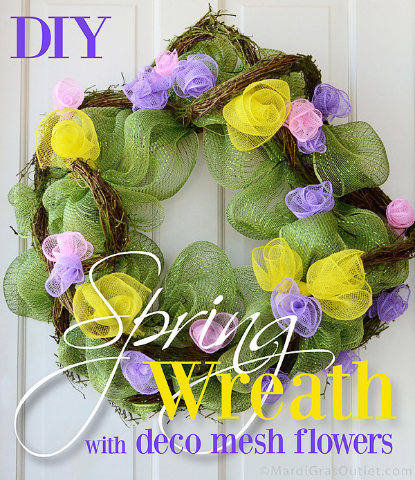deco mesh wreath spring flowers tutorial