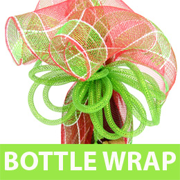 Gift Wrapping a Bottle with Deco Mesh
