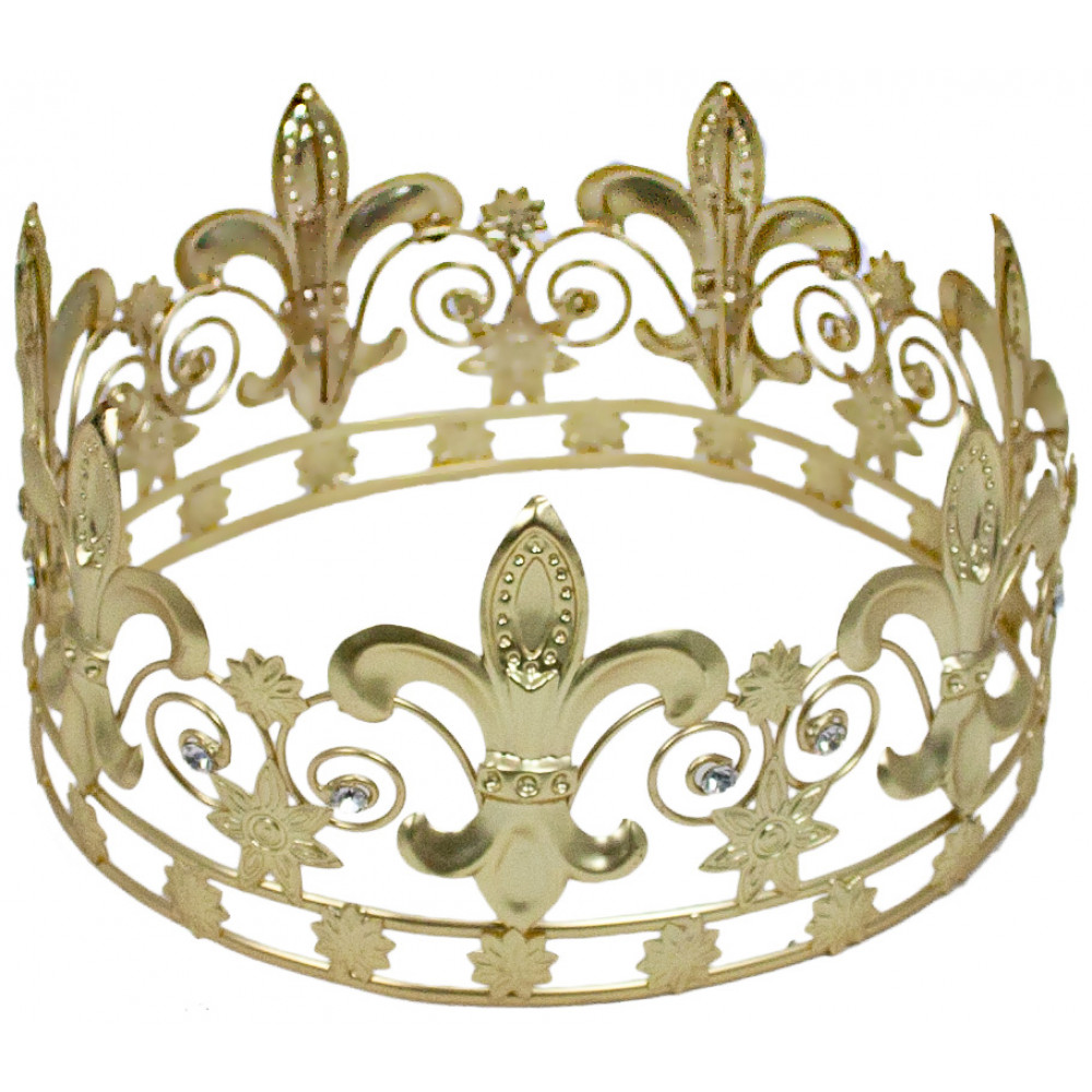 Matte Gold Fleur-de-Lis Crown [] - MardiGrasOutlet.com