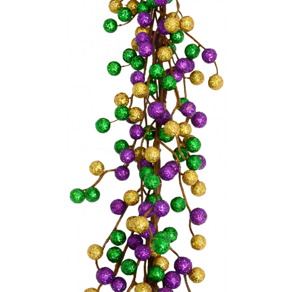 6' Fleur de Lis & Bead Tree New Orleans purple green gold Home decorations Mardi Gras Ball Garland