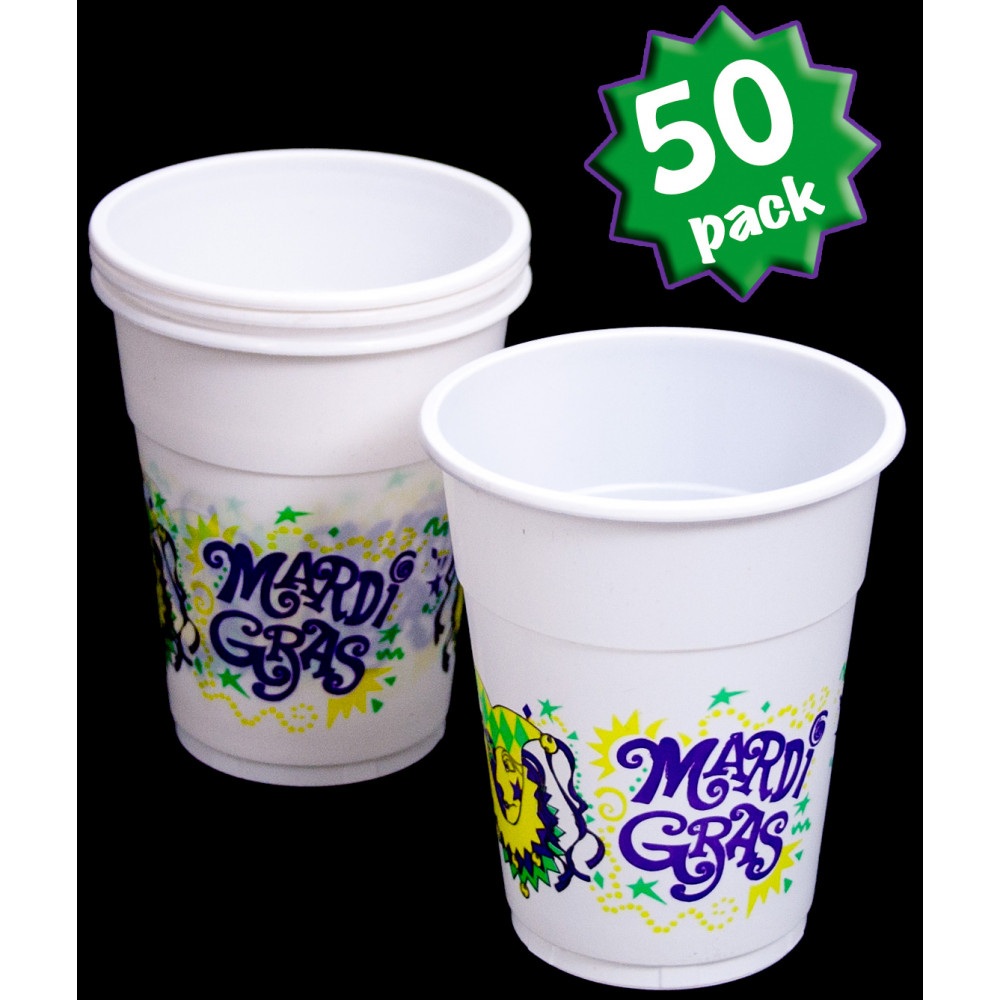 THE MARDI GRAS KREWE Crawfish Boil Disposable Cups- 50 Pack | Clear Plastic  Cups 16 Oz | Perfect Cups for Seafood, Crab, Crawfish Boil Party Supplies