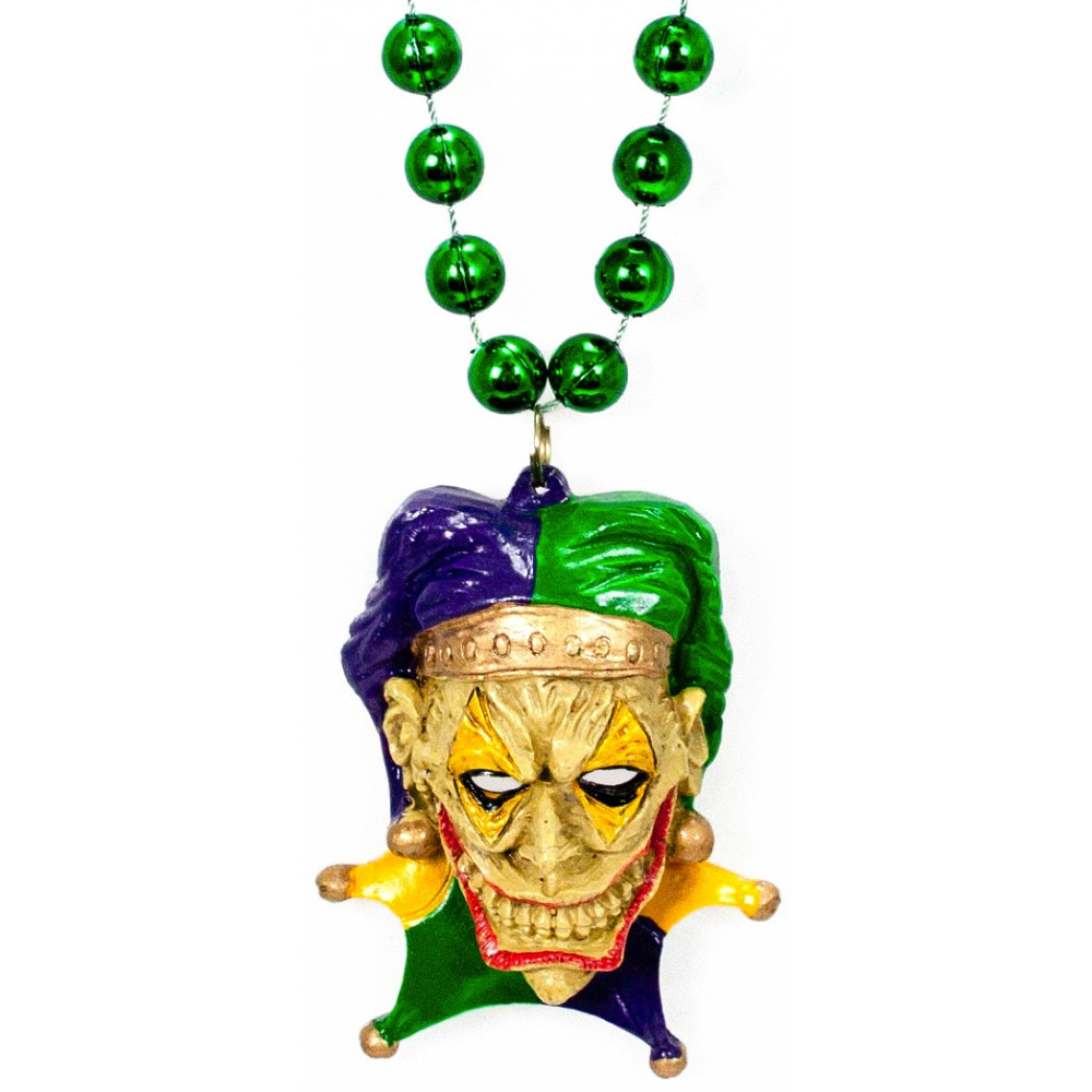 Black Orange Skull Pirate Halloween Mardi Gras Beads Party Favor Necklace
