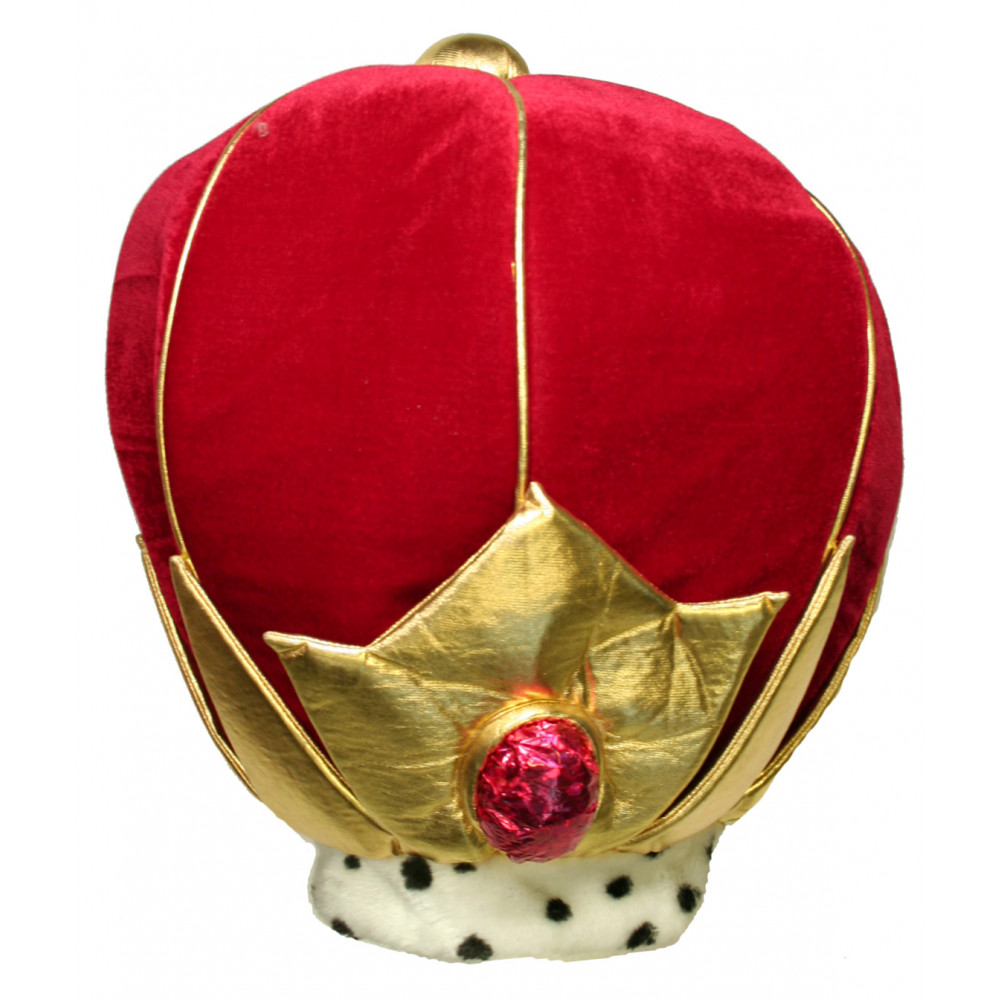 Red Velvet Fur Royal KING FOR A DAY Crown Costume Hat birthday party mardi gras 