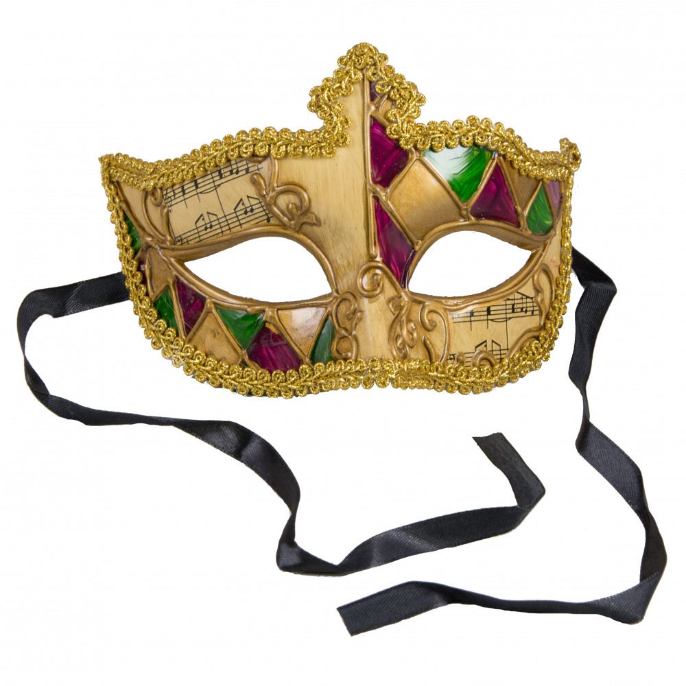 Ivory Venetian Masquerade Mask Gold Mardi Gras Music Notes Masquerade Mask 