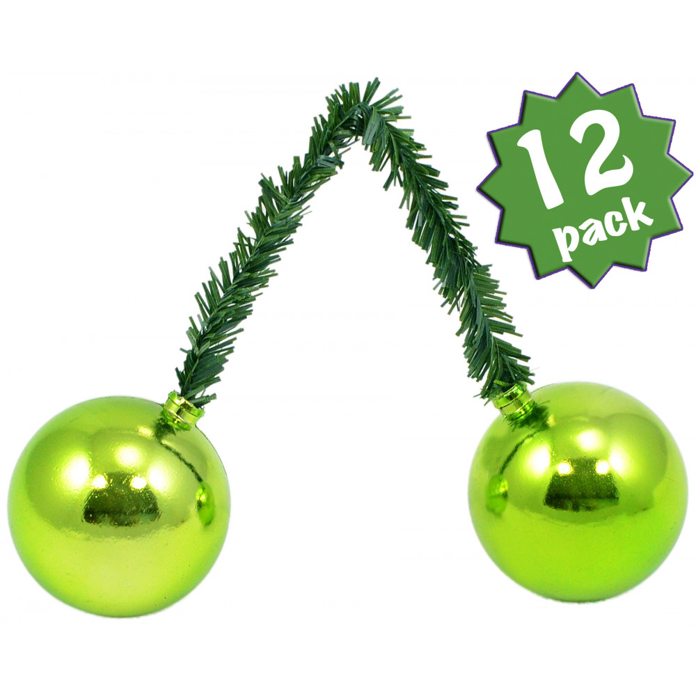 6" Green Tinsel Ties w/ 50mm Balls: Lime Green (Set of 12 ...