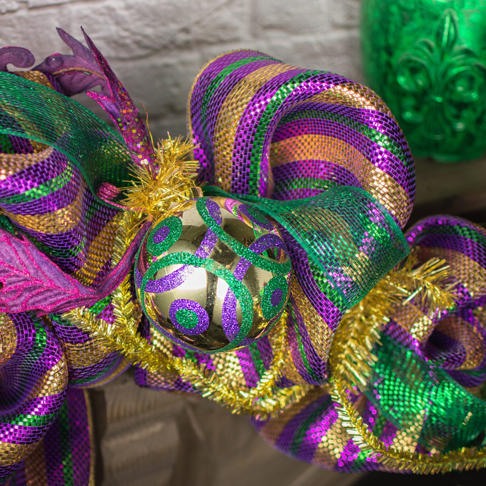 4 Mardi Gras Glitter Swirl Ball Ornament – Ellis Home & Garden