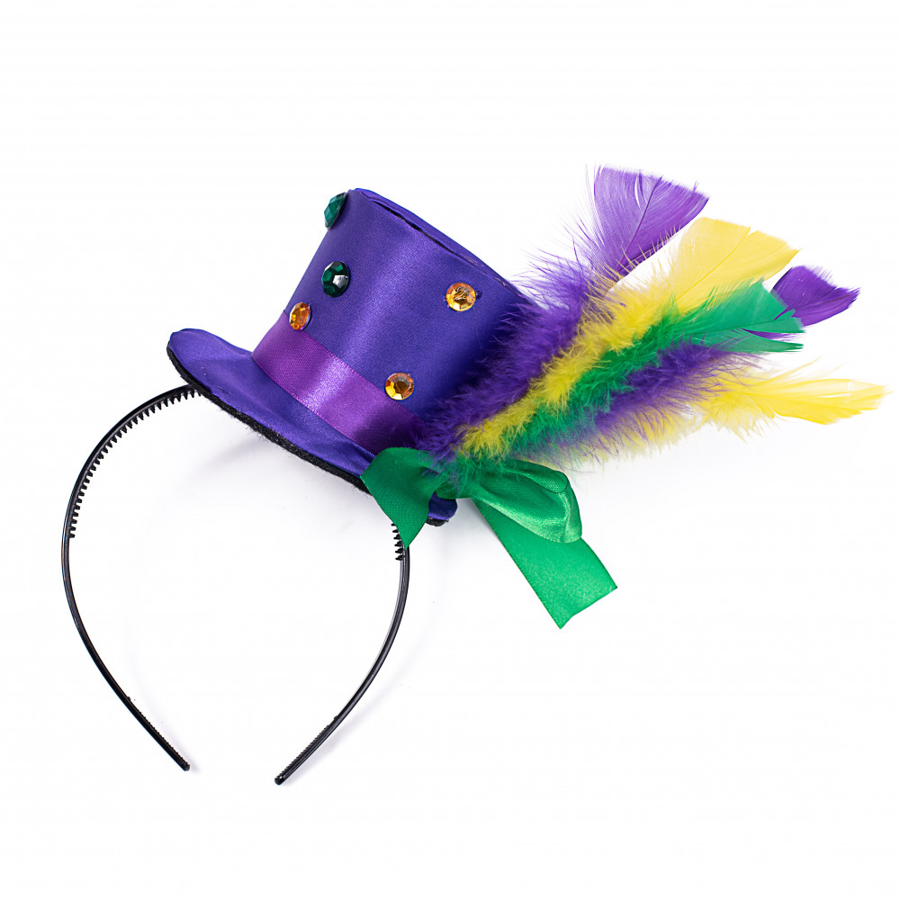 Purple Fascinator Headband Red Hats Halloween Mardi Gras Holiday 