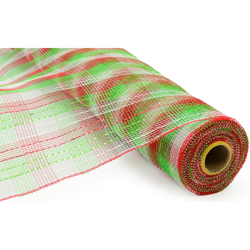 Green Red and White Ombre Deco Mesh 21 inches by 10 yards 