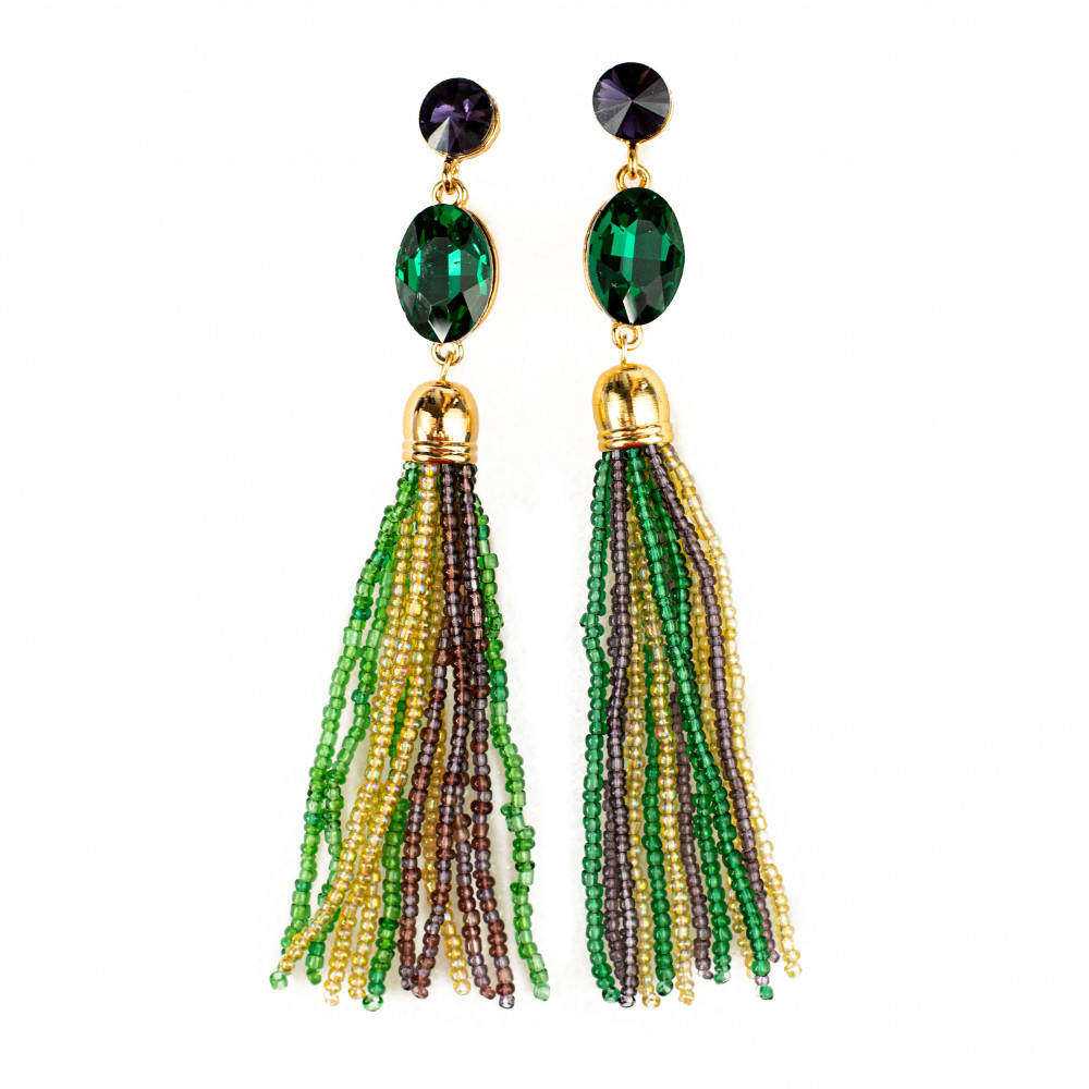 Earrings with tassels and beads