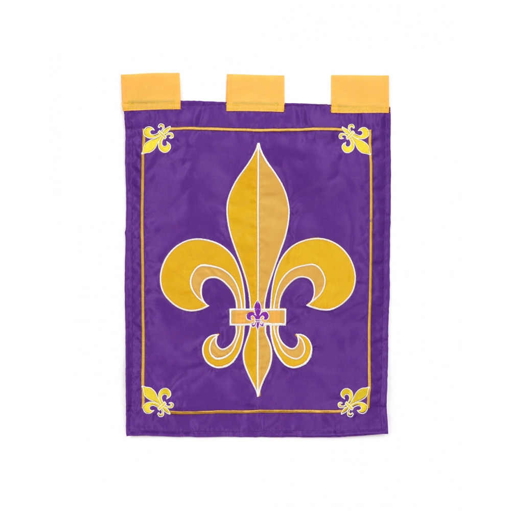 Purple & Gold Crawfish Fleur de Lis-Garden Flag-Printed-13”X18” 