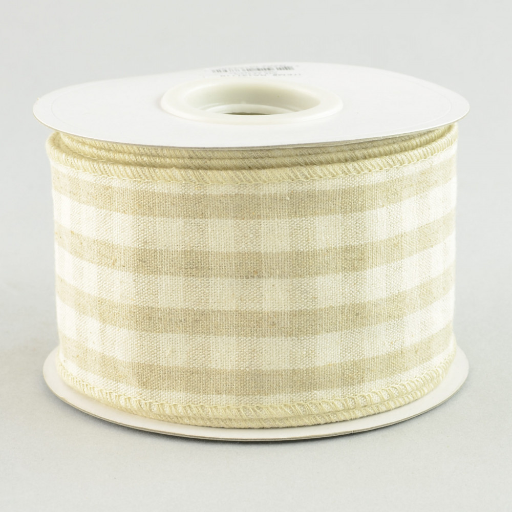 2.5 Sack Cloth Plaid Ribbon: Natural & Cream (10 Yards) [RA121118] 