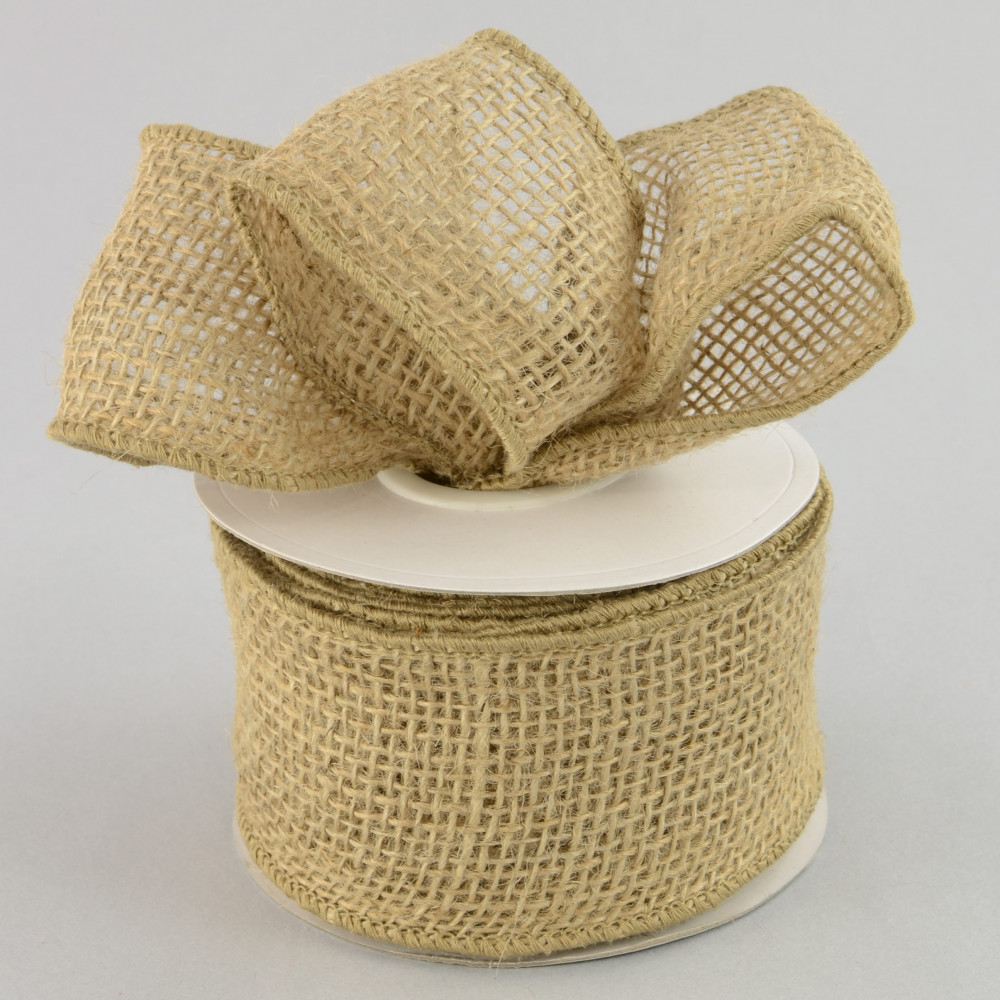 10 Yards 2.5 Natural Jute Open Weave Wired Burlap Ribbon