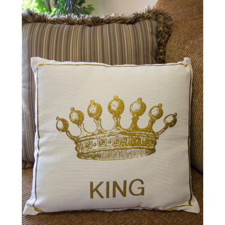 18" Square Fabric Mardi Gras Pillow:  King