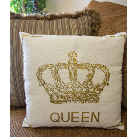 18" Square Fabric Mardi Gras Pillow:  Queen