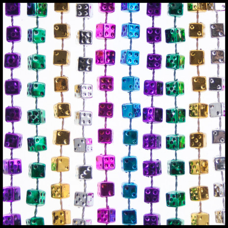 6.5mm Dice Beads 42" Metallic 6-Color