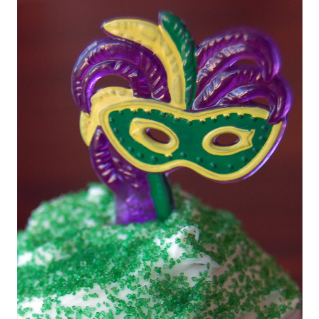 Mardi Gras Mask Plume Cupcake Pick (12)