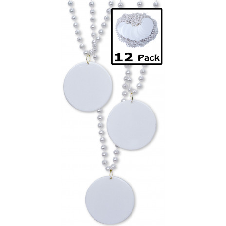 Blank Disc Beads: 7mm 33" White (12)