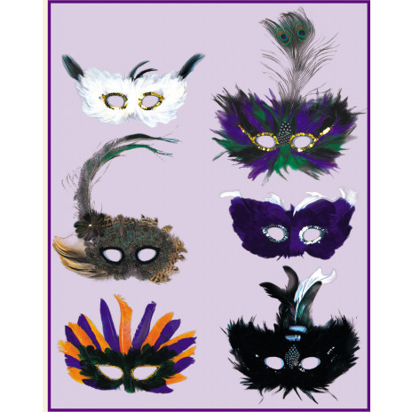 12 Feather Masks: Majestic Assortment