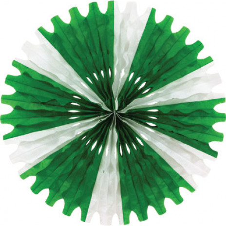 Green & White 25" Tissue Fan