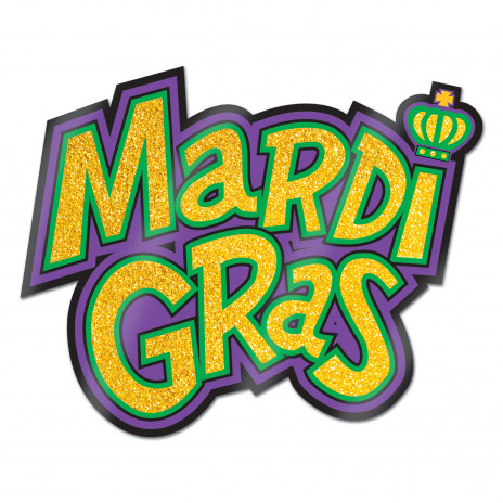 Glitter Mardi Gras Cutout Paper Sign