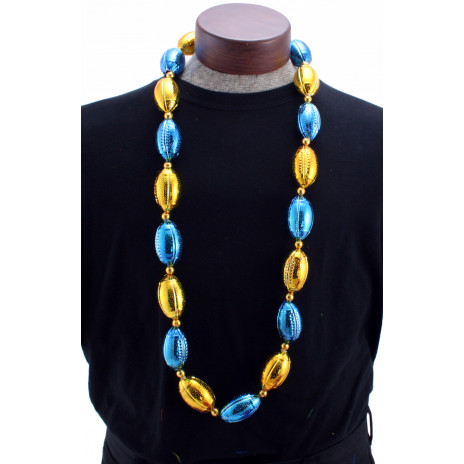 Jumbo Football Beads: Blue & Gold