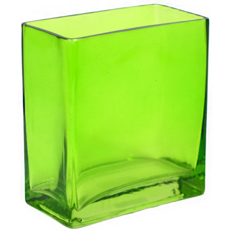 Glass Rectangle Vase: 6" Green