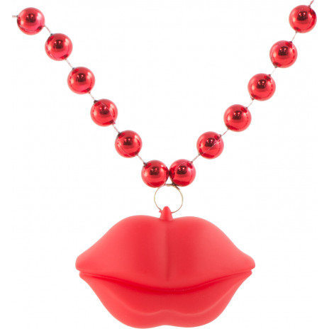 Light Up Red Lips Necklace On Red Beads