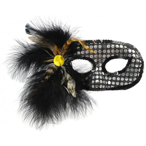 Silver LamÃ© Feather Mask