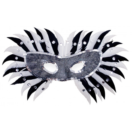 Black & White Burst Feather Mask