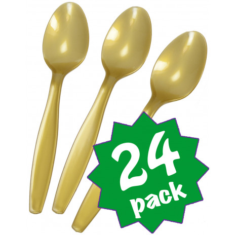 Plastic Spoons: Gold (Pack of 24)