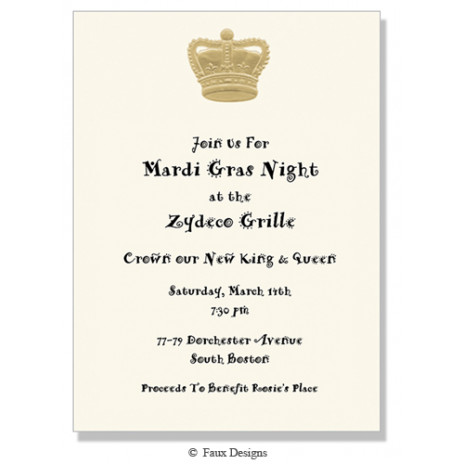 Gold Crown Embossed Invitation
