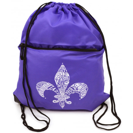 Mardi Gras Fleur De Lis Bead Bag: Purple