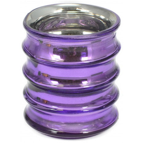 Glass Ribbed Candle Holder: Purple