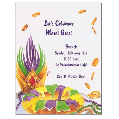 King Cake and Crown Invitation