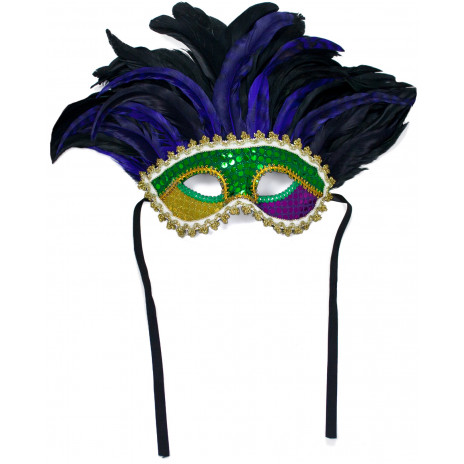 PGG Sequin & Lace Feathertop Mask