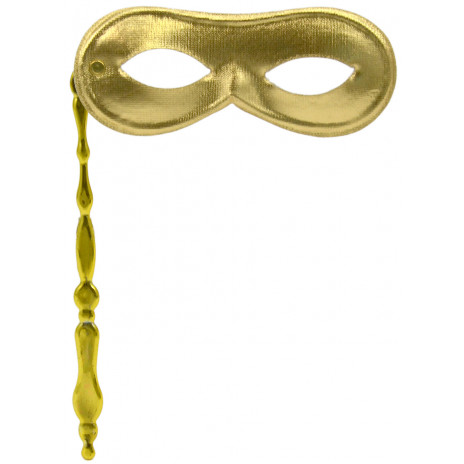 Metallic Domino Stick Mask: Gold