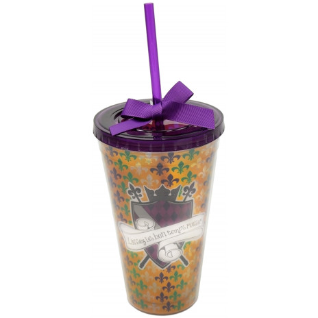 24oz Let the Good Times Roll Mardi Gras Insulated Cup w Lid/Straw
