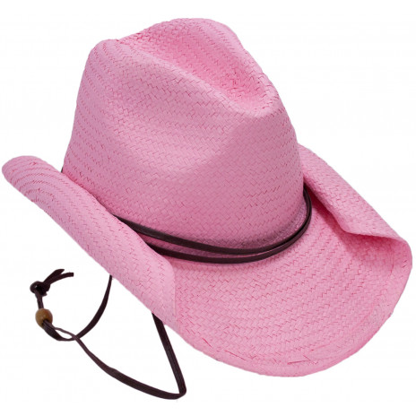 Rolled Brim Cowboy Hat: Pink