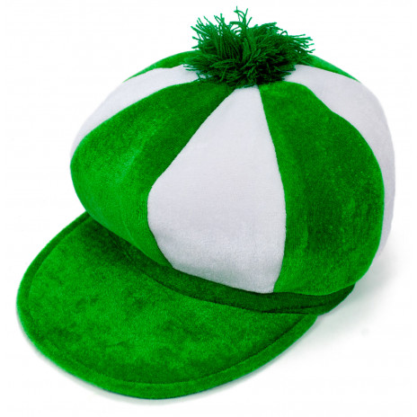 Green & White Velvet Newsboy Hat