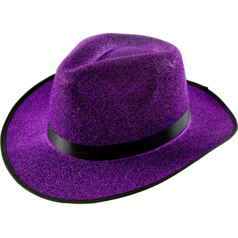 Glitter Wide Brim Fedora: Purple