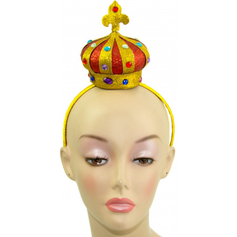 Mini Red & Gold Glitter Crown Headband