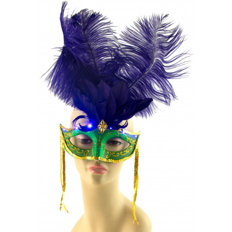 Mardi Gras Light-Up Feather Mask