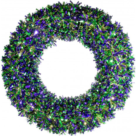 24" Metallic Tinsel Mardi Gras Wreath