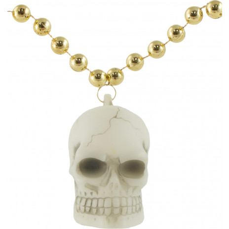 Light Up Skull Necklace On Gold Beads