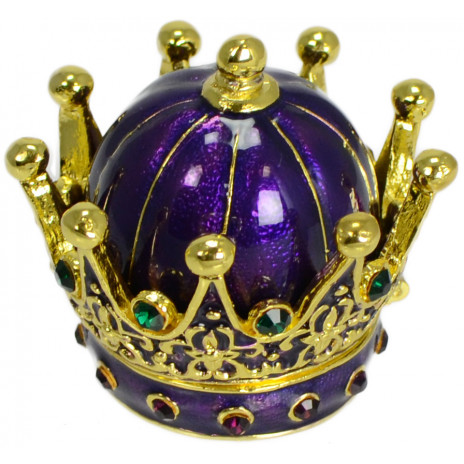 Purple Enameled Crown Pill Box