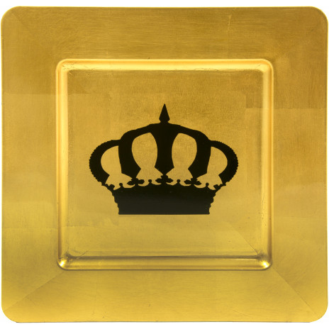 Gold Leaf Square Crown Charger