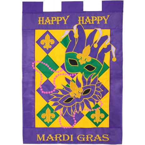 Happy Mardi Gras Large Flag