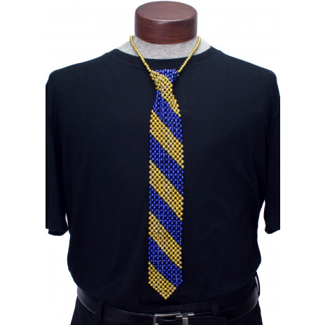 Beaded Necktie: Blue & Gold